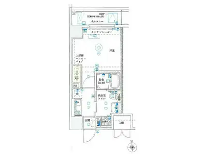 ジニーハウス川崎大師(1K/4階)の間取り写真