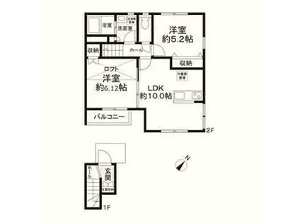 BENE多摩蘭坂(2LDK/2階)の間取り写真