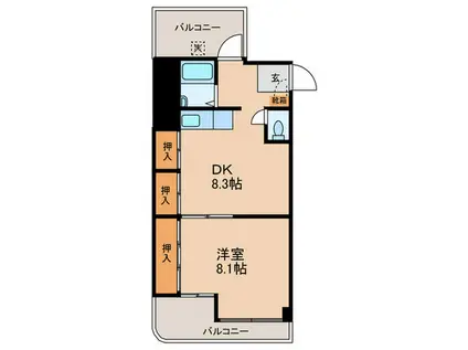 駒沢コンフォートレジデンス(1DK/4階)の間取り写真