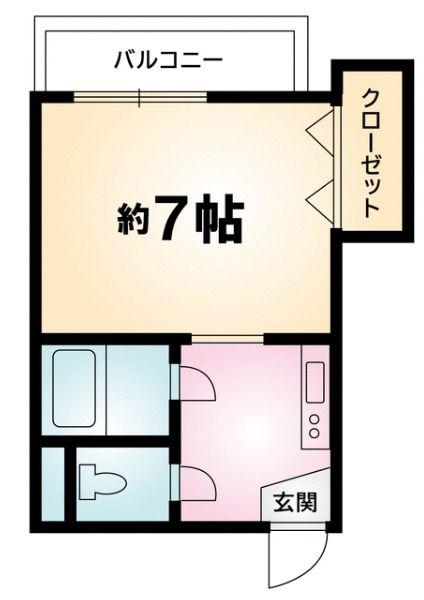 ルシエル別府幸通(1K/4階)の間取り写真