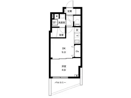 WHARF板橋本町(1DK/5階)の間取り写真