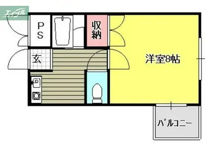 広瀬町S-1ビル(1K/2階)の間取り写真