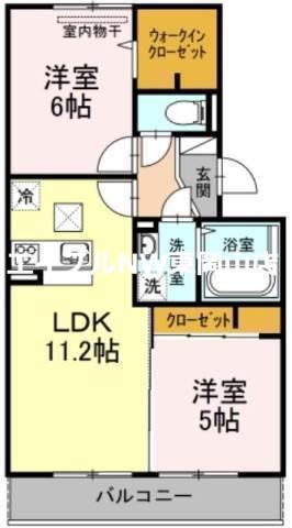 カーサ・ソレイユII(2LDK/1階)の間取り写真