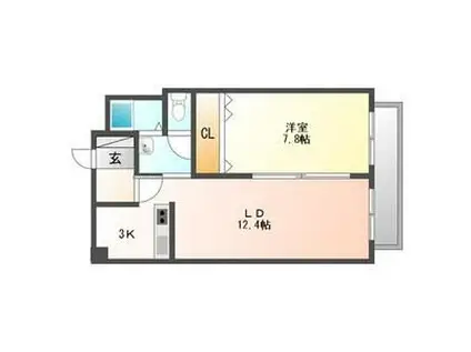 エクセルカムズ(1LDK/4階)の間取り写真