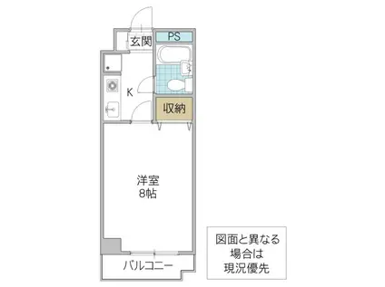 ブルーム水戸(1K/3階)の間取り写真