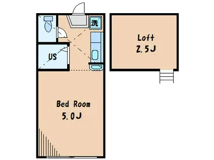 シエスタチャペル(ワンルーム/2階)の間取り写真