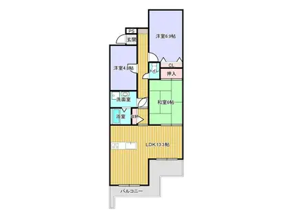 グランヴィ上石田(3LDK/4階)の間取り写真