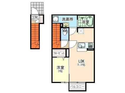 グランドライン(1LDK/2階)の間取り写真