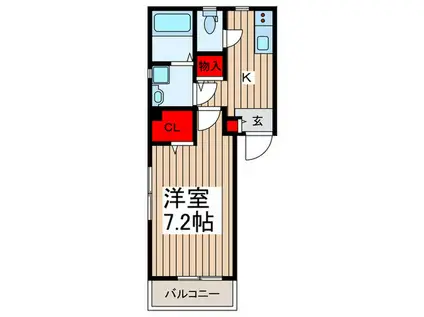 ラルジュール(1K/1階)の間取り写真
