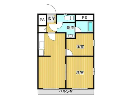 はまなすコーポ(2LDK/2階)の間取り写真