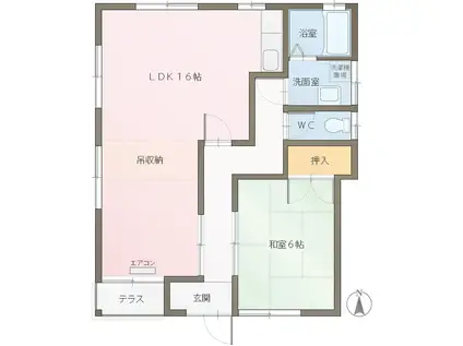 ハイム祇王(1LDK/1階)の間取り写真