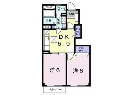 アカシアA(2DK/1階)の間取り写真