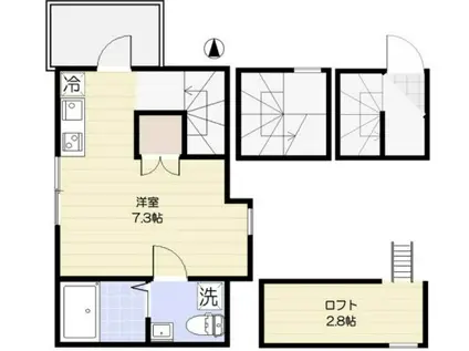 ヒルテラス神楽坂(ワンルーム/3階)の間取り写真