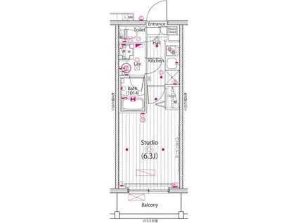 ガーラ・グランディ横浜鶴見(1K/11階)の間取り写真