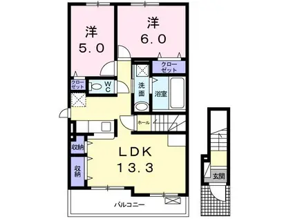 レユシール(2LDK/2階)の間取り写真