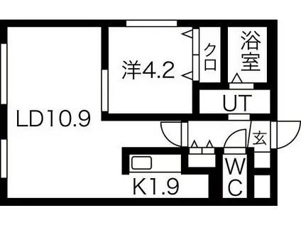 プリエ北33条(1LDK/3階)の間取り写真