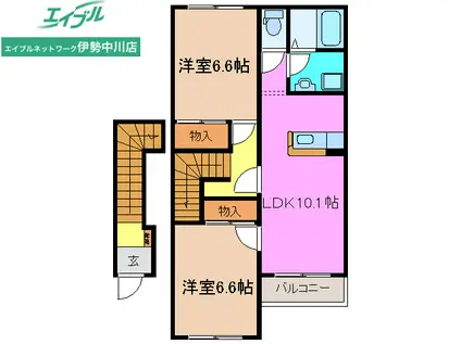 FOREST(2LDK/2階)の間取り写真