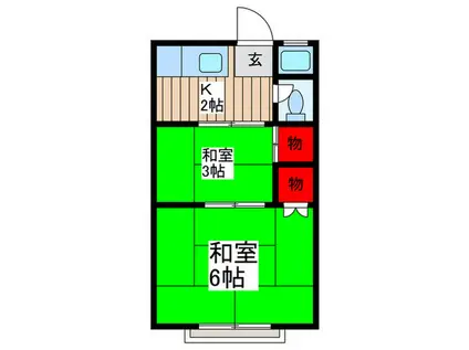 南柏コーポ(2K/2階)の間取り写真