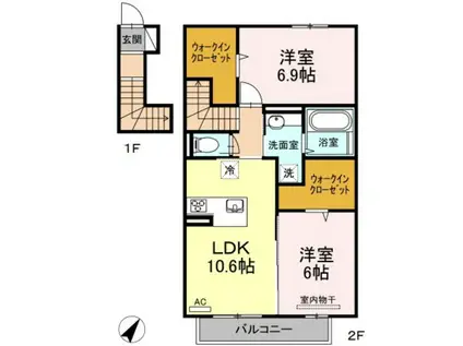 ガーデン高取(2LDK/2階)の間取り写真