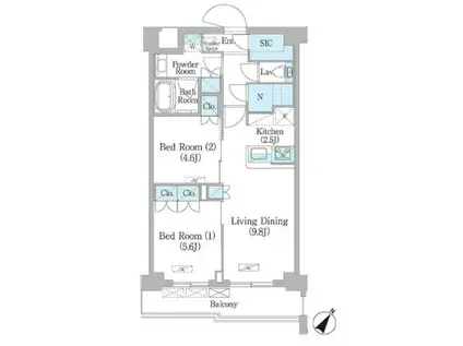 NIIYA平和台(2LDK/1階)の間取り写真