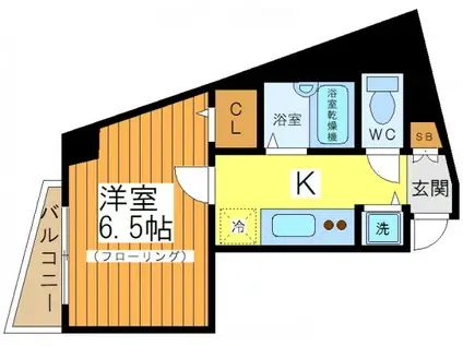 フェニックス目黒碑文谷(1K/6階)の間取り写真