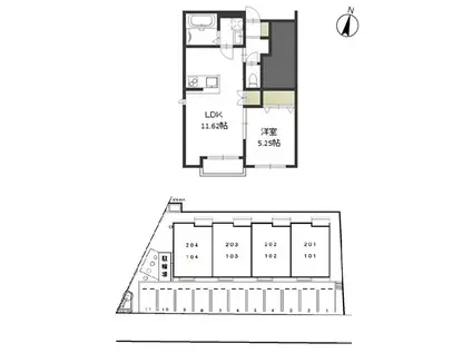 CONFEITO(1LDK/1階)の間取り写真