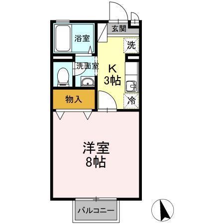 フローラルセキ(1K/1階)の間取り写真