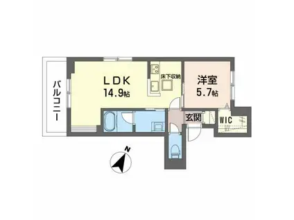 トリフォリア(1LDK/1階)の間取り写真