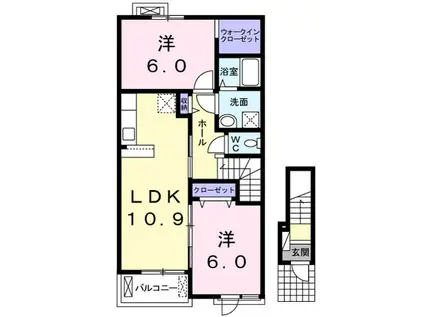 プランドールI 新井町(2LDK/2階)の間取り写真