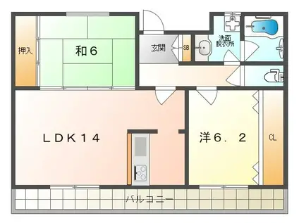 エテルノI(2LDK/1階)の間取り写真