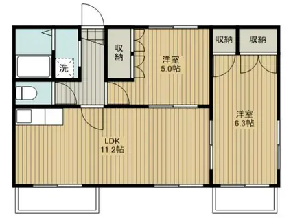 メゾンドール2番館(2LDK/4階)の間取り写真