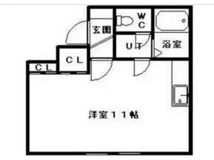 恵比寿第3ハイツ(ワンルーム/1階)の間取り写真