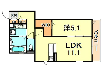 マルベリー甲南山手(1LDK/3階)の間取り写真