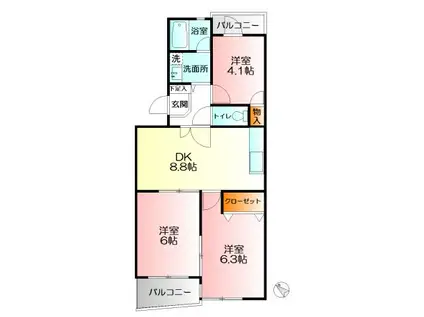 レアステージ(3DK/3階)の間取り写真