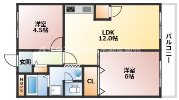 ウエストコート(2LDK/1階)の間取り写真
