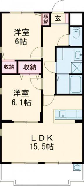 GREEN FIL(2LDK/2階)の間取り写真