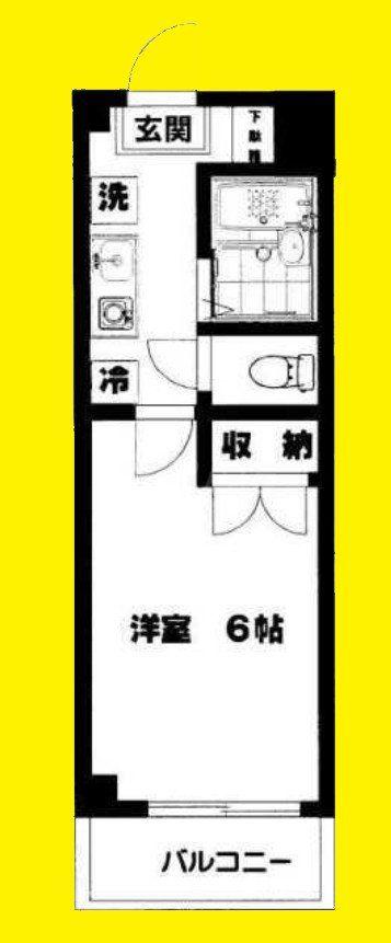 ヒルトップ湘南(1K/1階)の間取り写真
