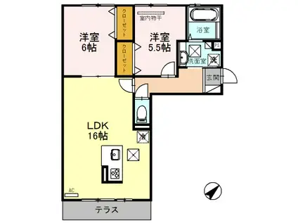クレアシオンコート(2LDK/1階)の間取り写真