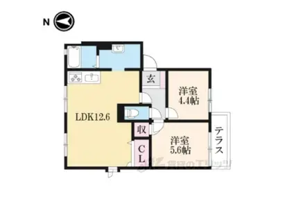 グランメール光B(2LDK/1階)の間取り写真