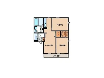 ツインネストB(2LDK/2階)の間取り写真