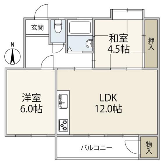 鈴が台団地H棟(2LDK/3階)の間取り写真