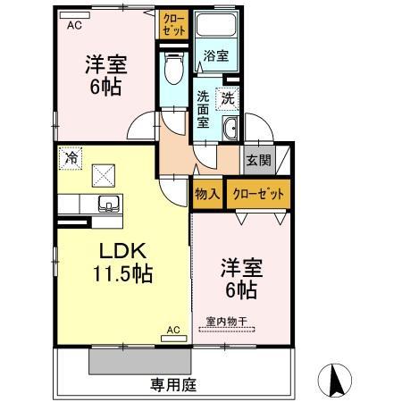 リジェール(2LDK/1階)の間取り写真