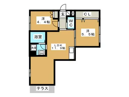 ヴィラージュ南荻窪(2LDK/1階)の間取り写真
