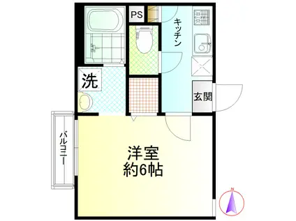 アークシティ坂戸(1K/2階)の間取り写真