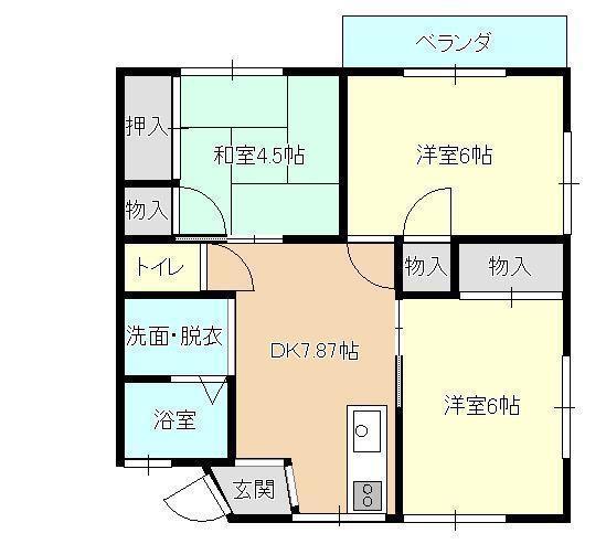 プラザ古野上(3DK/2階)の間取り写真