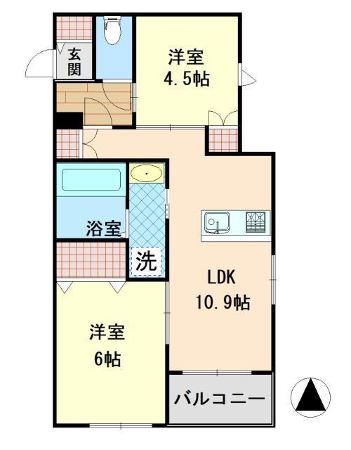 セレーノ・カナーン(2LDK/3階)の間取り写真