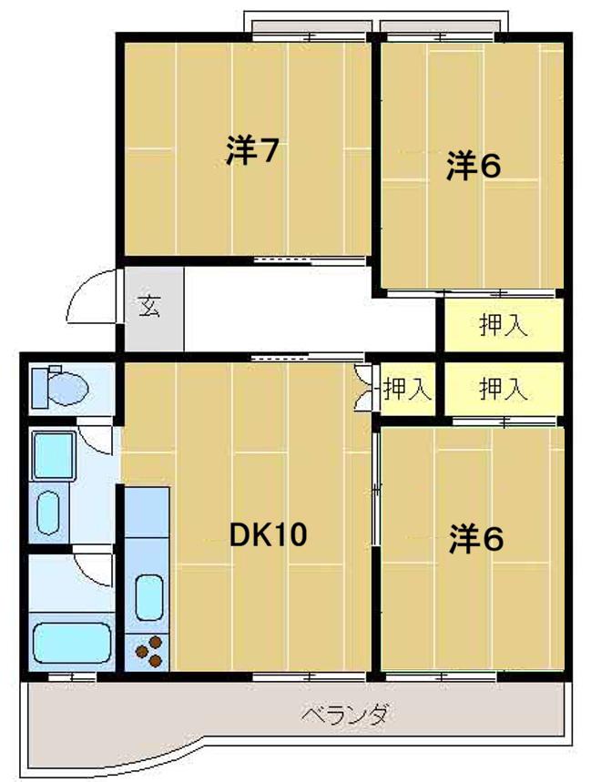 コーポラス豊栄(3DK/3階)の間取り写真