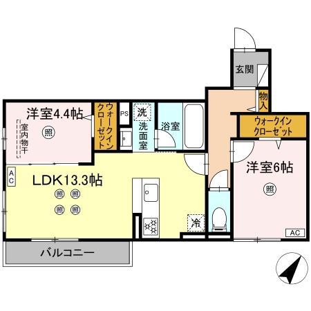 D-ROOM板付(2LDK/2階)の間取り写真
