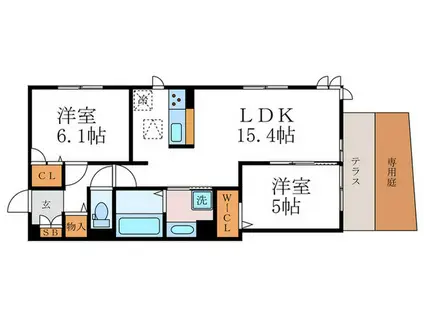 D-ROOM西院小米(2LDK/1階)の間取り写真