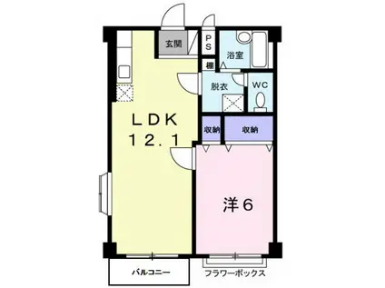 グリーンコート(1LDK/2階)の間取り写真